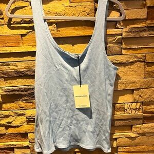groceries apparel light blue ribbed tank top